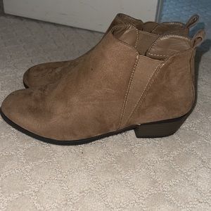 Brown suede booties